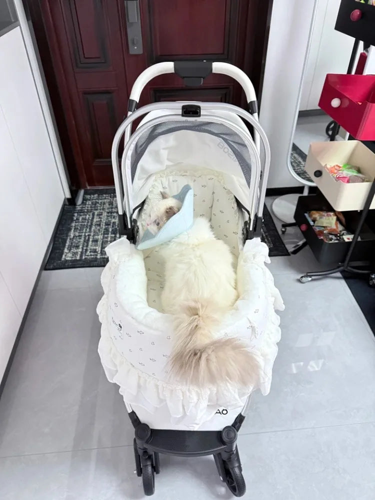White Lace - Dog Stroller Mattress Set