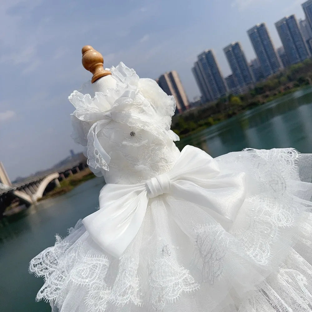 The Giselle - Premium Lace Pet Wedding Dress